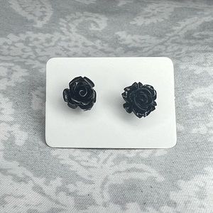 Metal-free Rose Earrings, Plastic Post Studs, Allergy Free Hypoallergenic